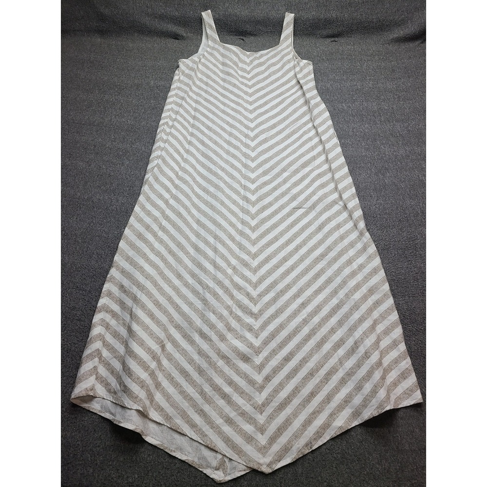 J. Jill Love Linen Chevron Stripe Maxi Dress Beechwood White XS Beach Party - Picture 7 of 8